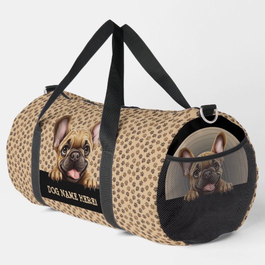 Hundename oder Ihr Name, Französischer Bulldog + P Duffle Bag (Rechte Ecke)
