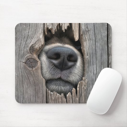 Hundenase im Holzzaun Mousepad (Mit Mouse)