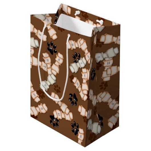 Hundenknochen - GIFT BAG Mittlere Geschenktüte (Vorderseite Schrägansicht)