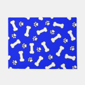 Hundenknochen und -paw drucken Blau-Weiß-Muster Fußmatte (Vorderseite)