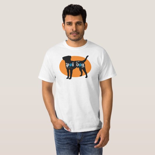 Hundeorange Oval Hawaiis Poi T-Shirt (Vorne ganz)