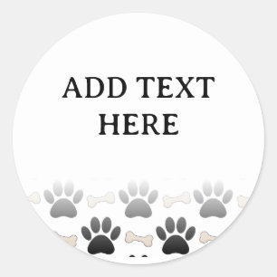 Hundepaare und -knochen mit farblosem Text Runder Aufkleber