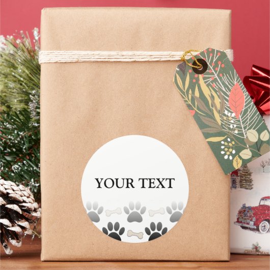 Hundepaare und -knochen mit farblosem Text Runder Aufkleber (Feiertag)