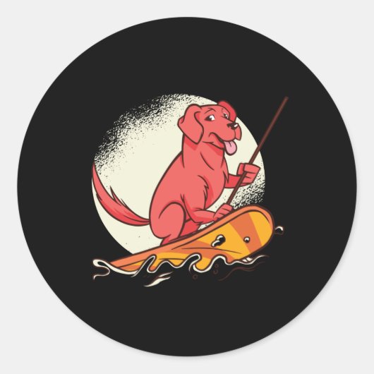 Hundepaddel Surf SUP Runder Aufkleber (Vorderseite)