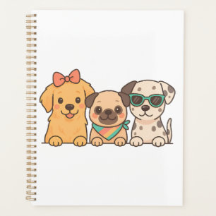 Hundepals Trio - Süßes Trio von Hunden im Pastells Planer