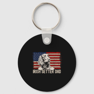 Hundepapa Ever Amerikanische Flagge - Irish Setter Schlüsselanhänger