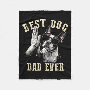 Hundepapa Ever Vintage Lustig Süßer Boston Terrier Fleecedecke