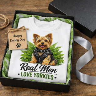 Hundepapa Lustig Echte Männer lieben Yorkies T-Shirt