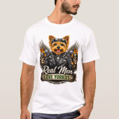 Hundepapa Yorkie Biker T-Shirt (Vorderseite)