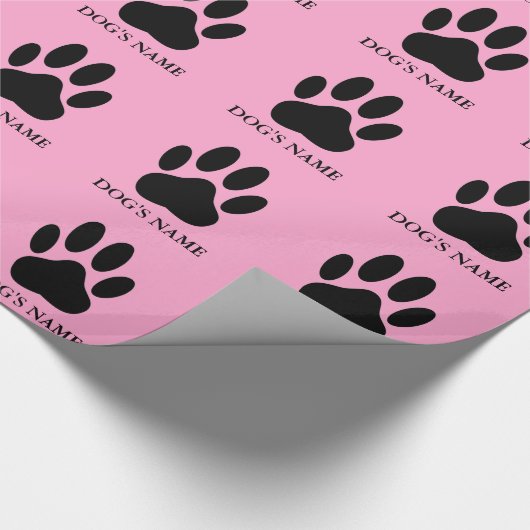 Hundepapier pawprint Schwarz und Rosa Wrapping Pap Geschenkpapier (Ecke)