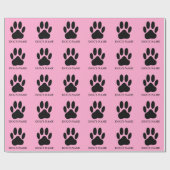 Hundepapier pawprint Schwarz und Rosa Wrapping Pap Geschenkpapier (Flach)