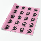 Hundepapier pawprint Schwarz und Rosa Wrapping Pap Geschenkpapier (Ungerollt)