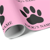 Hundepapier pawprint Schwarz und Rosa Wrapping Pap Geschenkpapier (Rolleneckpunkt)