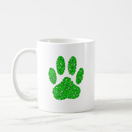 Hundepapierdrucke auf grünen Folien Kaffeetasse (Links)