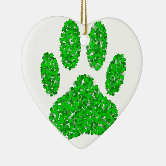 Hundepapierdrucke auf grünen Folien Keramik Ornament (Rechts)