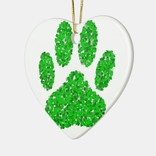 Hundepapierdrucke auf grünen Folien Keramik Ornament (Links)