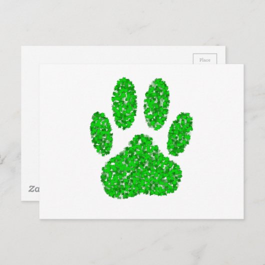 Hundepapierdrucke auf grünen Folien Postkarte (Vorne/Hinten)