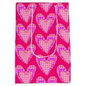 Hundepapierdrucke und rosa Herzmuster Mittlere Geschenktüte (Rückseite)