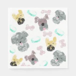 Hundeparty-Muster Rosa Blau Serviette