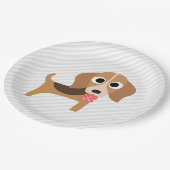 HundeParty-Türkis-Beagle-Abendessen-Papier-Teller Pappteller (Schrägansicht)