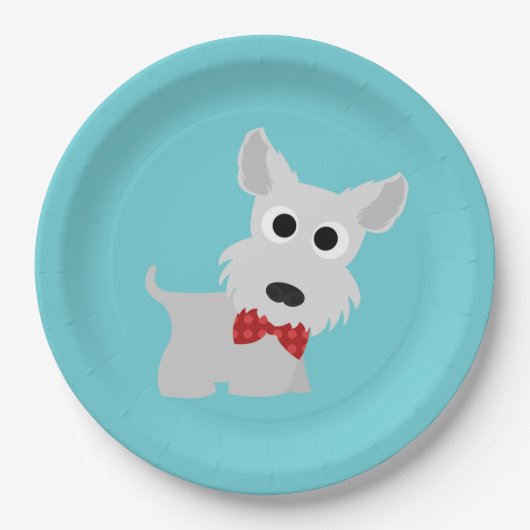 HundeParty-Türkis Westie Abendessen-Papier-Teller Pappteller (Vorderseite)