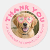 Hundepartygeschenke Hunde-Foto Danke Runder Aufkleber (Vorderseite)