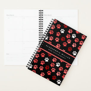 Hundepaw drucken schwarz und rosa Name und Jahr Planer
