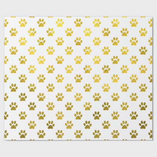 Hundepaw Print Gold Weiße metallische Imitate Foss Geschenkpapier (Flach)