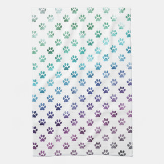 Hundepaw Print Green Blue Lila Rainbow White Küchentuch