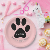 Hundepaw Print Pink Geburtstagsparty Pappteller (Party)