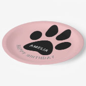 Hundepaw Print Pink Geburtstagsparty Pappteller (Schrägansicht)