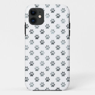 Hundepaw Print Silver Graue, weiße metallische Im Case-Mate iPhone Hülle