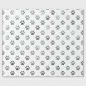 Hundepaw Print Silver Graue, weiße metallische Imi Geschenkpapier (Flach)