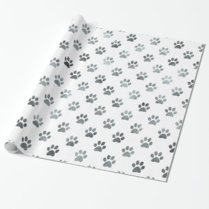 Hundepaw Print Silver Graue, weiße metallische Imi Geschenkpapier