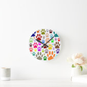 Hundepaw-Prints überall Runde Wanduhr (Zuhause)