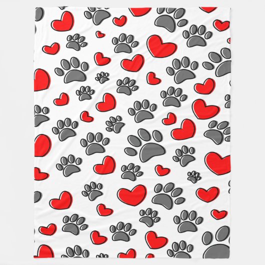 Hundepaws und Herzstücke Fleecedecke (Vorderseite)