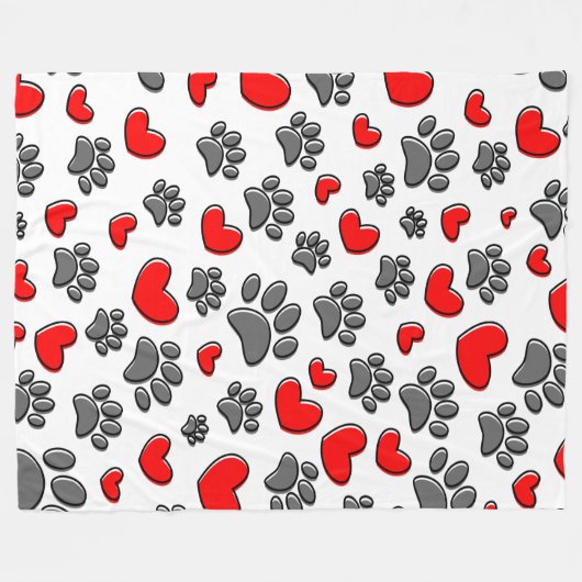 Hundepaws und Herzstücke Fleecedecke (Vorderseite (Horizontal))