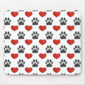 Hundepaws und rotes Herz-Malmuster Mousepad (Vorne)