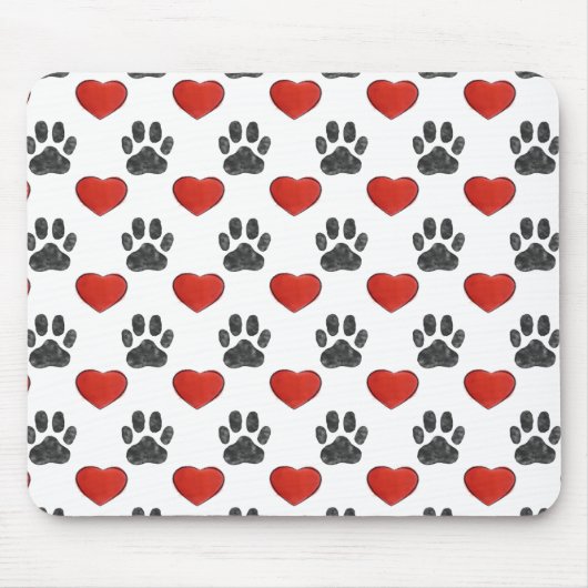 Hundepaws und rotes Herz-Malmuster Mousepad (Vorne)
