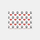 Hundepaws und rotes Herz-Malmuster Post-it Klebezettel (Vorderseite)