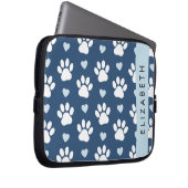 Hundepaws, weiße Paws, blaue Herzen, Ihr Name Laptopschutzhülle (Vorne Rechts)