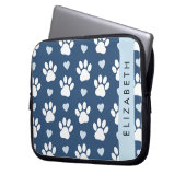 Hundepaws, weiße Paws, blaue Herzen, Ihr Name Laptopschutzhülle (Vorderseite Links)