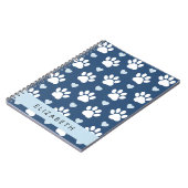 Hundepaws, weiße Paws, blaue Herzen, Ihr Name Notizblock