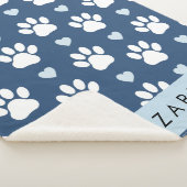 Hundepaws, weiße Paws, blaue Herzen, Ihr Name Sherpadecke (3/4)