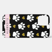Hundepaws, weiße Paws, goldene Herzen, Ihr Name Case-Mate iPhone Hülle (Rückseite (Horizontal))