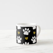 Hundepaws, weiße Paws, goldene Herzen, Ihr Name Espressotasse (Vorderseite Rechts)