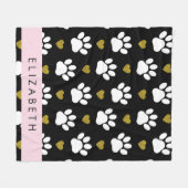 Hundepaws, weiße Paws, goldene Herzen, Ihr Name Fleecedecke (Vorderseite (Horizontal))