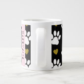 Hundepaws, weiße Paws, goldene Herzen, Ihr Name Jumbo-Tasse (Rückseite)