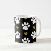 Hundepaws, weiße Paws, goldene Herzen, Ihr Name Kaffeetasse (VorderseiteRechts)