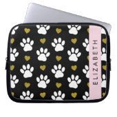 Hundepaws, weiße Paws, goldene Herzen, Ihr Name Laptopschutzhülle (Vorderseite)